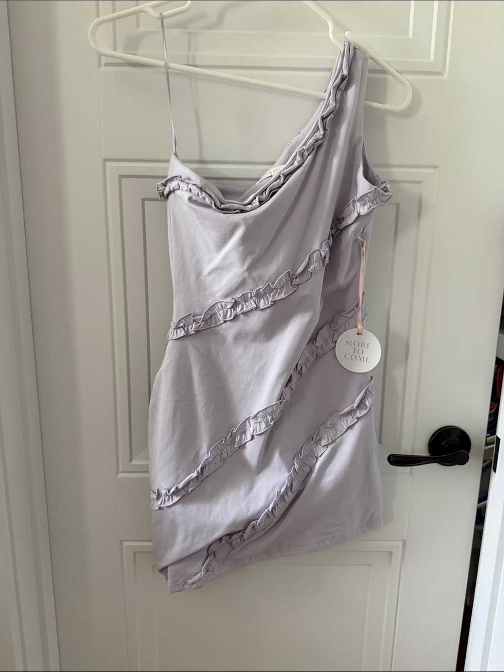 One-Shoulder Ruffle Mini Dress in Soft Lavender